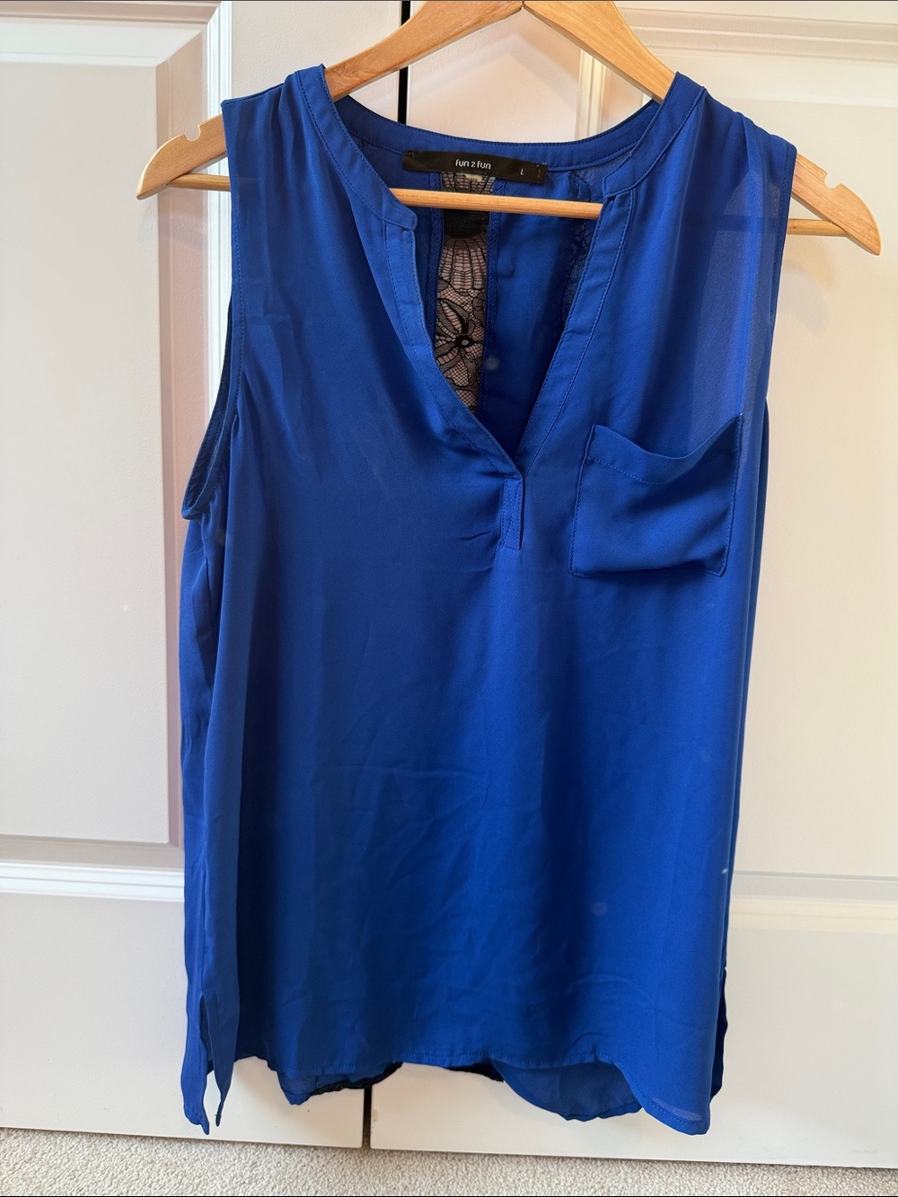 fun 2 fun Royal Blue Sleeveless V-Neck Pocket Cami